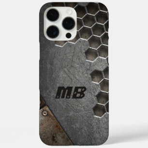 Monogram rustieke grunge mannelijk gepersonaliseer iPhone 16 pro max hoesje