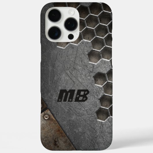 Monogram rustieke grunge mannelijk gepersonaliseer Case-Mate iPhone case (Achterkant)