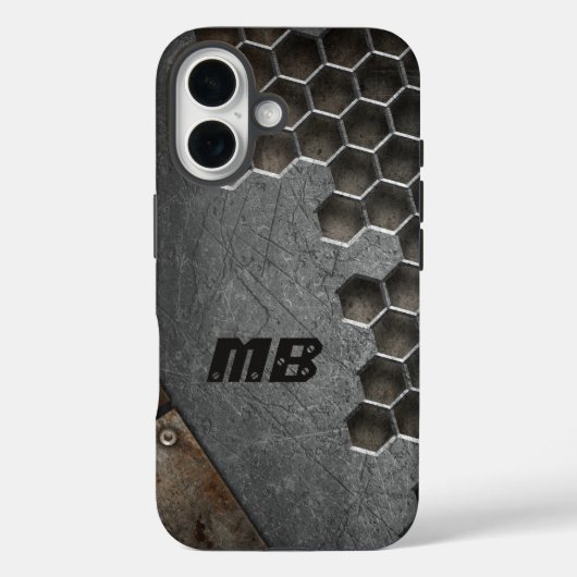 Monogram rustieke grunge mannelijk gepersonaliseer Case-Mate iPhone case (Achterkant)