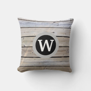 Monogram Rustieke Houten Planken Patroon Worp Kuss Kussen