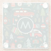 Monogram rustieke kerstcamping glazen onderzetter (Achterkant)