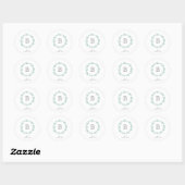 Monogram rustieke krans met liefde bruiloft ronde sticker (Vel)