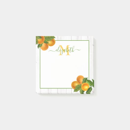 Monogram rustieke sinaasappels citrus waterverf ho post-it® notes (Voorkant)