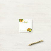Monogram rustieke sinaasappels citrus waterverf ho post-it® notes (Op bureau)