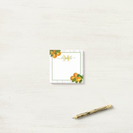 Monogram rustieke sinaasappels citrus waterverf ho post-it® notes (Op bureau)