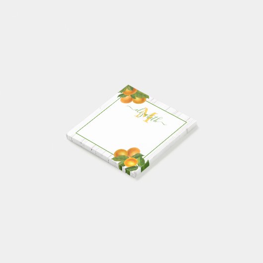 Monogram rustieke sinaasappels citrus waterverf ho post-it® notes (Schuin)