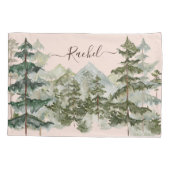 Monogram Rustieke Waterverf Bos en berg Kussensloop (Achterkant)