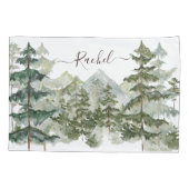 Monogram Rustieke Waterverf Bos en berg Kussensloop (Achterkant)