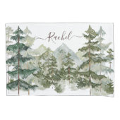 Monogram Rustieke Waterverf Bos en berg Kussensloop (Voorkant)