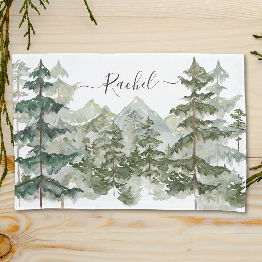 Monogram Rustieke Waterverf Bos en berg Kussensloop