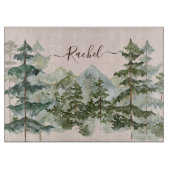 Monogram Rustieke Waterverf Bos en berg Snijplank (Voorkant)