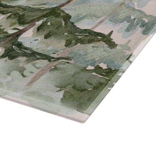 Monogram Rustieke Waterverf Bos en berg Snijplank (Hoek)