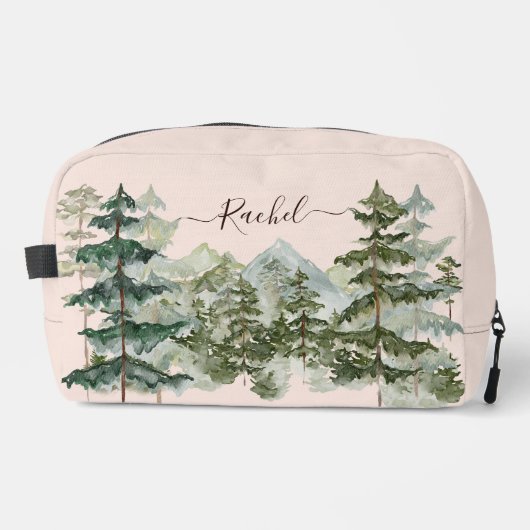 Monogram Rustieke Waterverf Bos en berg Toilettasje (Voorkant)