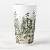 Monogram Rustieke Waterverf Groen Bos Latte Mok (Voorkant)