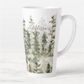 Monogram Rustieke Waterverf Groen Bos Latte Mok (Rechts)