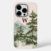 Monogram rustieke Waterverf Pijnenbos & Berg Case-Mate iPhone Case (Achterkant)