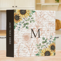 Monogram  rustieke zonnebloem decoupage
