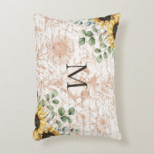 Monogram  rustieke zonnebloem decoupage accent kussen (Voorkant(Verticaal))