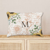 Monogram  rustieke zonnebloem decoupage accent kussen