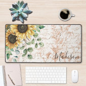 Monogram  rustieke zonnebloem decoupage bureaumat