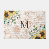 Monogram  rustieke zonnebloem decoupage deurmat (Voorkant)