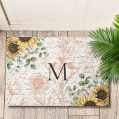 Monogram  rustieke zonnebloem decoupage deurmat