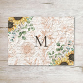 Monogram  rustieke zonnebloem decoupage fleece deken