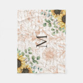 Monogram  rustieke zonnebloem decoupage fleece deken (Voorkant)