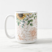 Monogram  rustieke zonnebloem decoupage koffiemok (Links)