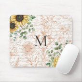 Monogram  rustieke zonnebloem decoupage muismat (Met muis)