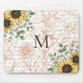 Monogram  rustieke zonnebloem decoupage muismat (Voorkant)