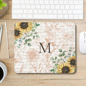 Monogram  rustieke zonnebloem decoupage muismat