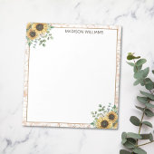 Monogram  rustieke zonnebloem decoupage notitieblok