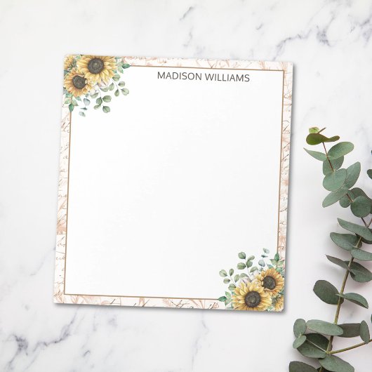 Monogram rustieke zonnebloem decoupage notitieblok