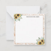 Monogram rustieke zonnebloem decoupage notitiekaartje (Voorkant)