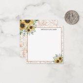 Monogram rustieke zonnebloem decoupage notitiekaartje (Voorkant / Achterkant in situ)