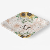 Monogram  rustieke zonnebloem decoupage papieren bordje (Gebogen)