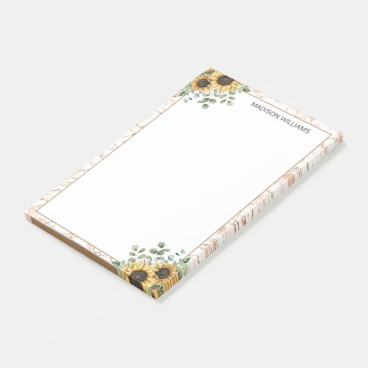 Monogram rustieke zonnebloem decoupage post-it® notes (Schuin)
