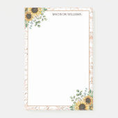 Monogram rustieke zonnebloem decoupage post-it® notes (Voorkant)