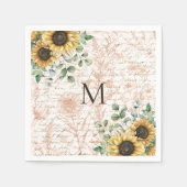 Monogram rustieke zonnebloem decoupage servet (Voorkant)