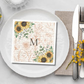Monogram rustieke zonnebloem decoupage servet