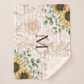 Monogram  rustieke zonnebloem decoupage sherpa deken (Voorkant)