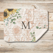 Monogram  rustieke zonnebloem decoupage sherpa deken