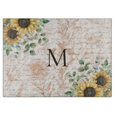 Monogram rustieke zonnebloem decoupage snijplank (Voorkant)