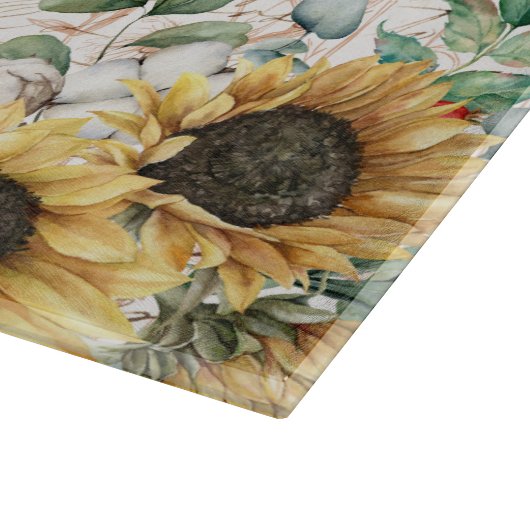 Monogram rustieke zonnebloem decoupage snijplank (Hoek)