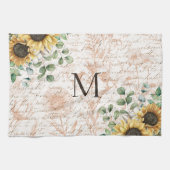 Monogram  rustieke zonnebloem decoupage theedoek (Horizontaal)