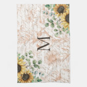 Monogram  rustieke zonnebloem decoupage theedoek (Verticaal)