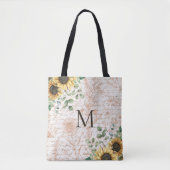 Monogram  rustieke zonnebloem decoupage tote bag (Voorkant)