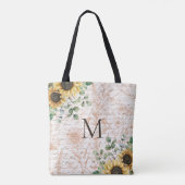Monogram  rustieke zonnebloem decoupage tote bag (Achterkant)