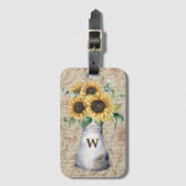 Monogram Rustieke Zonnebloem Letter Decoupage Bagagelabel (Voorkant (verticaal))